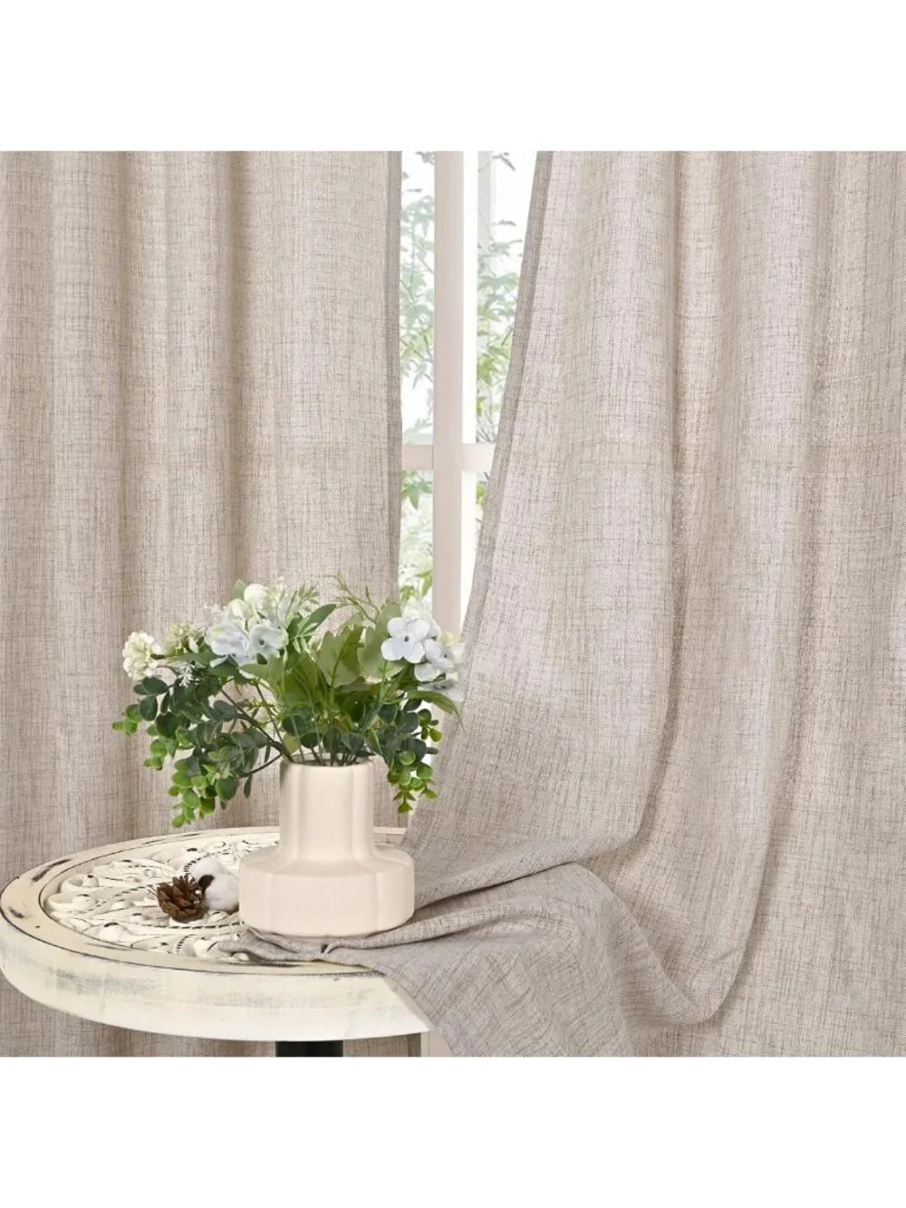 Linen Semi-Sheer Curtains 63